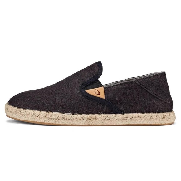 OluKai Shoes - OluKai Black Canvas Slip-On Espadrille